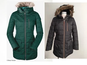 Parka clásica de plumón Eddie Bauer para mujer 16 Yukon capucha de piel sintética venta al por menor $249 nueva con etiquetas - Imagen 1 de 7