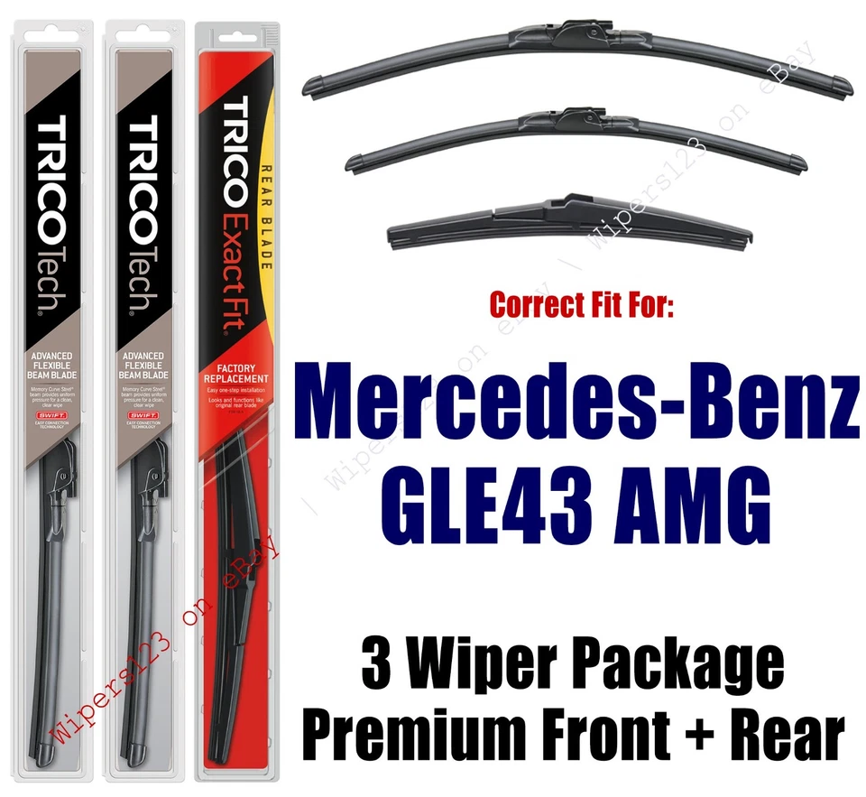 Paquete de 3 limpiaparabrisas vigas premium para Mercedes-Benz GLE43 AMG 2017+ - 19260/220/12J Foto 1 de 1