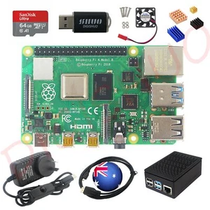 Raspberry Pi 4B Model B 2/4/8GB RAM DIY Kit Case Fan 64G SD Card Micro-SD HDMI - Picture 1 of 17
