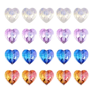 100x Faceted Glass Heart Spacer Beads Transparent Crystal Loose Bead 10x10x7mm - Picture 1 of 40