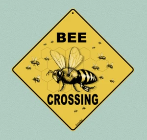 Bee Crossing, Caution Yellow, Crosswalks Aluminum Crossing Warning Sign 12"x12" - Picture 1 of 1