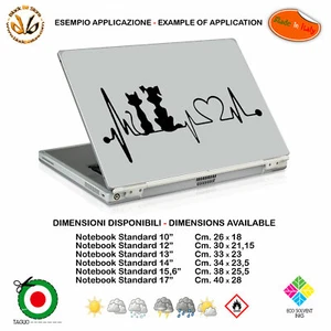 Cane gatto cuore adesivo notebook sticker cat dog pvc black white cropped  - Afbeelding 1 van 15