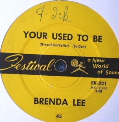 BRENDA LEE-YOUR USED TO BE/SHE'LL NEVER KNOW "RARE OZ" 45 RPM - Image 1 of 2
