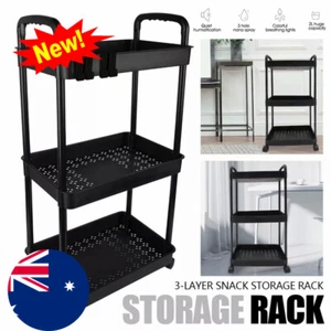 Kitchen 3-tier Rolling Utility Cart With Wheel Multifunctional Storage Shelves - Picture 1 of 14