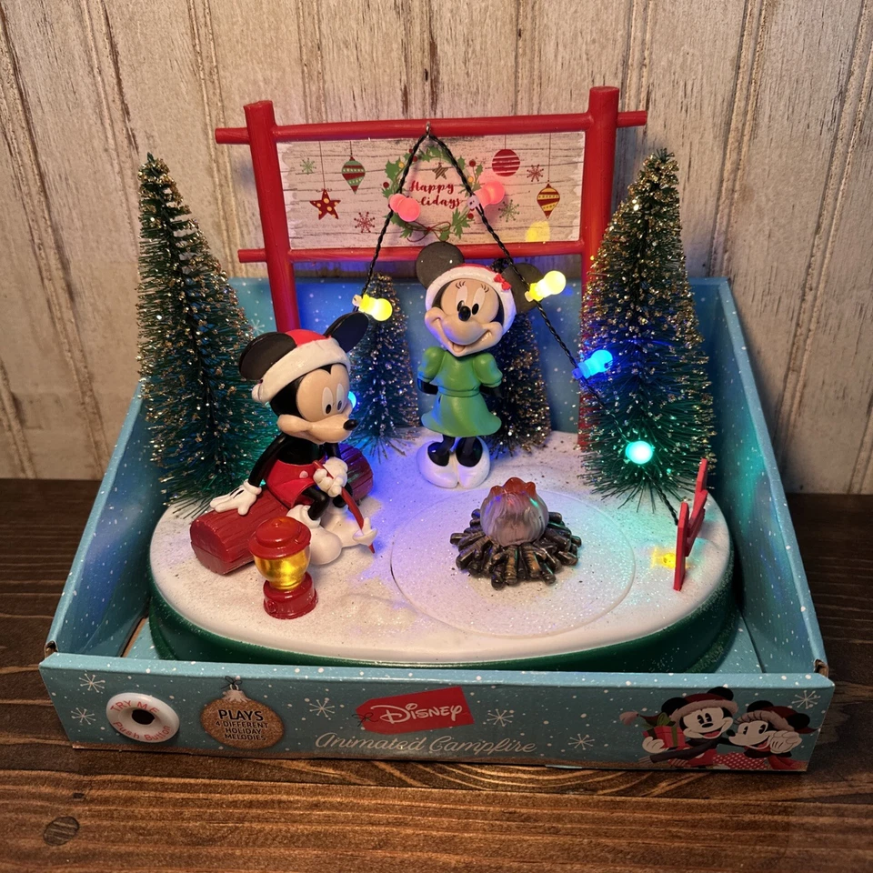 Disney Christmas Mickey & Minnie Mouse Animated Lighted Campfire Musical