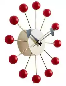 George Nelson Ball Clock Red Gold Mid Century Modern MCM Design - Picture 1 of 4