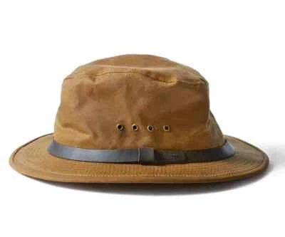 Filson Tin Cloth Insulated Packer Hat 11060016 MADE IN USA Dark Tan Khaki Waxed - Image 1 of 2