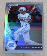 2021 Panini Prizm Draft Picks Prizms Silver #PDP180 Justice Thompson - UNC