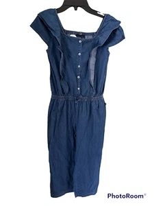 LITTLE GIRLS' WOVEN CHAMBRAY JUMPSUIT (8-10) Overalls Nautica . H - Picture 1 of 6
