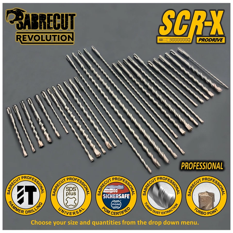 SabreCut Professional 5mm - 12mm PGM Approved Turbo SDS Drill Bits - Image 1 of 4