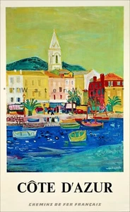 Cote D'Azur France 1966 French Seaside Travel Vintage Poster Print Retro Art - Picture 1 of 4