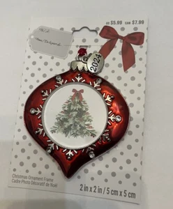 2024 Metal Mini Photo. Onion Christmas Ornament. Silver & Red By Studio Decor - Picture 1 of 3