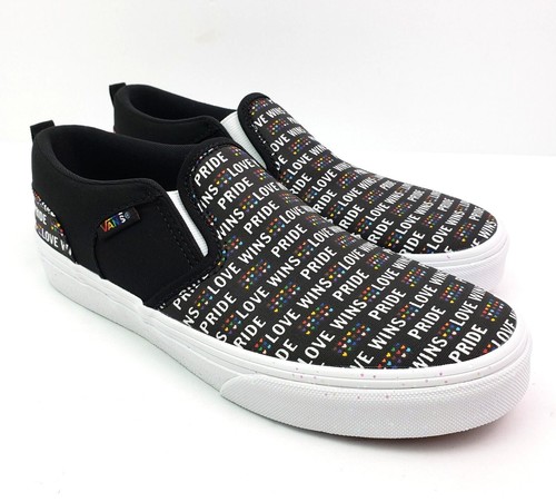Scarpe basse Vans Asher Pride Youth taglia 5Y donna taglia 6 5 nere glitter slip on