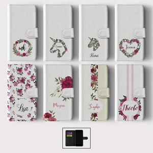 PERSONALISED FLIP WALLET PHONE CASE FOR IPHONE 16 15 14 13 12 11 UNICORN HEART - Picture 1 of 10