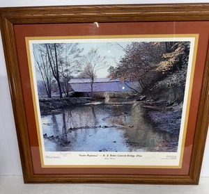 SIGNED NUMBERED GEORGE MINNING R. F. BAKER COVER BRIDGE OHIO PLATE III FREE SHIP - Picture 1 of 6