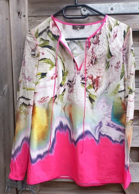 Vera Wang Top Size 10-12 Pink Cotton Body Silk Sleeves Tunic Summer Holiday - Image 1 of 4