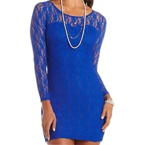 Charlotte Russe Lace Overlay Mini Dress Women's XL Form Fitting Vintage Glam NWT - Picture 1 of 10