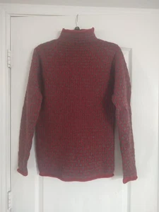 Handknit 100% Lambswool J Crew Women's Sweater Size XS Red W Grey Dots -DP5 - Picture 1 of 8