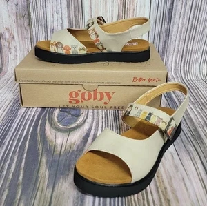 Sandalias Goby Para Mujer Talla 38 Euro Gatitos y Perrito Arte Doblado Cordones Nuevas - Imagen 1 de 11
