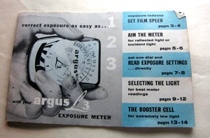 Instructions Argus L3 Light Exposure Meter #2100-575 Vintage - Picture 1 of 4