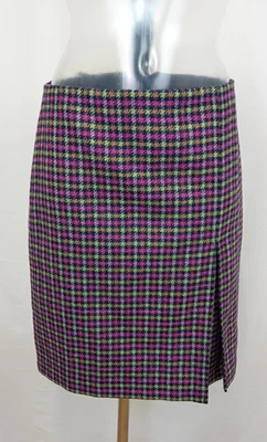 Falda Hobbs Mujer Talla 10 Azul Marino Rosa Cuadros Tweed Lana por Moon Mini Lápiz Corto Foto 1 de 4