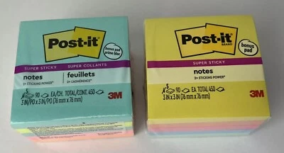 Post-it Sticky Notes Cube 3 X 3 Bright Colors 2 Packs Included NEW IN PACKAGE - Image 1 of 4