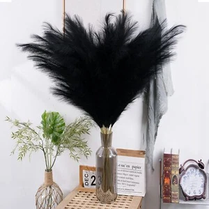 38" 10 Stems Pampas Grass Tall - Black Faux Pampas Grass Artificial Tall Pamp... - Picture 1 of 9