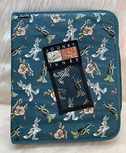 Vtg 1998 Looney Tunes Binder Stuart Hall Green 3 Ring Bugs Bunny Taz Daffy Duck - Picture 1 of 16