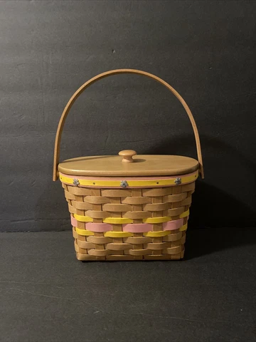 2010 Longaberger Make A Basket Shop Med w/ top, flower tacks, liner & protecor Cover