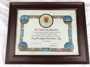 Pope Francis Catholic Vietnamese Picture Frame Wooden Frame 19" x 16" x 1" - Picture 1 of 17