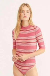 FREE PEOPLE Bodysuit XS WINTER WARMER Fair Isle Sweater Knit Short Sleeve NWT - Bild 1 von 3