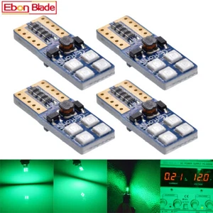 4Pcs Green T10 W5W 194 2825 3030 LED Car Wedge Dash Interior Light Globe 12V DC - Picture 1 of 9