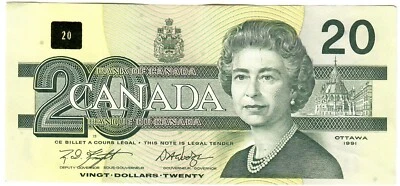 Canadá 20 dólares 1991 EF/aUNC "AWV" Knight/Dodge Foto 1 de 2