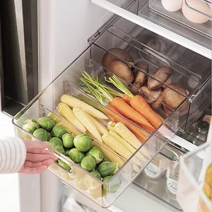 Refrigerator Organizer Bin with Pull-out Drawer Large Fridge and Storage Clear - Picture 1 of 7