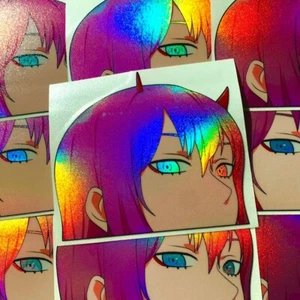 ZERO TWO HOLO ANIME GIRL PEEKER STICKER DARLING IN THE FRANXX CAR DECAL - Picture 1 of 1