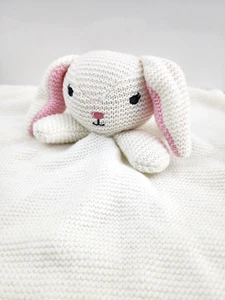 MODERN BABY Snuggle Blankie 14 x 14 Knit White Bunny Baby Security Blanket Lovey - Picture 1 of 5