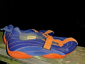 POLO RALPH LAUREN Navy & Orange Horse No Tongue Loafers Womens Shoes Sz 8 👣b9 - Picture 1 of 8