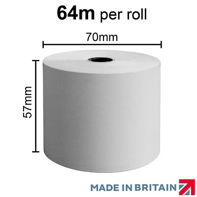 SHOPSTUFF 20 ROLLS For DELIVEROO TERMINAL PRINTER 57mm x 70mm Thermal High Capacity Rolls