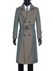 Men's Knee-length Handsome Extra-long Trench Coat Slim Coat Fashionable Coats - Picture 1 of 14