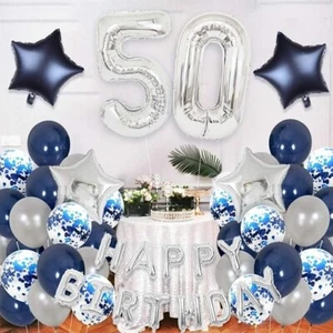 50. Geburtstag Dekoration - 49 Ballon Stück Gold und Blau - Bild 1 von 1
