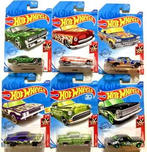 Hot Wheels ~ HW FLAMES ~ Lot Of 6 ~ COUGAR-FURY-GALAXY-CHARGER ~1:64~ New ~NM- - Picture 1 of 16