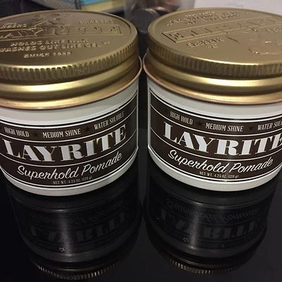 Two(2) new 4.25 oz can jars of Layrite Super Hold Pomade (brown color) - Image 1 of 4