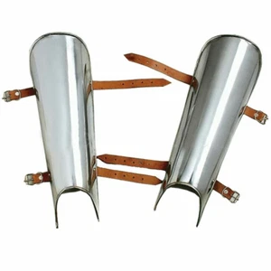 Medieval Steel Greaves Leg Armor 18 Gauge Steel Solid Leg Guards Armour Costume - Picture 1 of 12