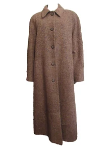 Jones New York brown speckled tweed long wool lined coat overcoat women's 12 - Picture 1 of 9