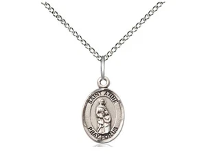Sterling Silver Saint Anne Medal Pendant Necklace 18" Chain GiftBox - Picture 1 of 3