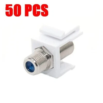 50 Pack F 3GHz Keystone F-81 Coax Jack Snap-In Cable TV Coupler Connector RG6 - Image 1 of 2