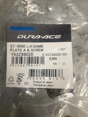 Shimano Dura Ace St-9000 Left Name Plate A & Screw - Image 1 of 3