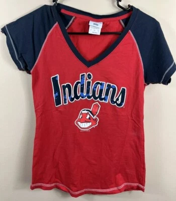 Cleveland Indians MLB Woman's Small Tshirt Tribe Time Fits Small - Image 1 of 4