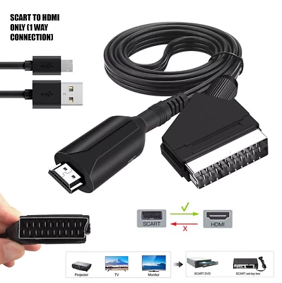 SCART To HDMI Converter Audio Video Adapter For HDTV Sky Box STB Plug HD TV DVD - Image 1 of 4