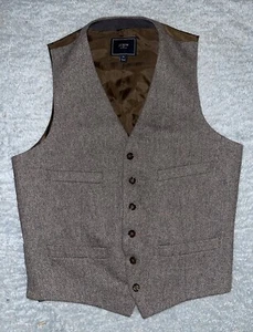 NICE! J. CREW Suit Vest Waistcoat Gray Brown Tweed Wool Blend Mens Size S - Picture 1 of 8